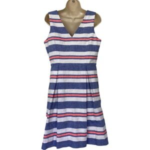Vineyard Vines Blue, White & Pink Striped Sleeveless Dress